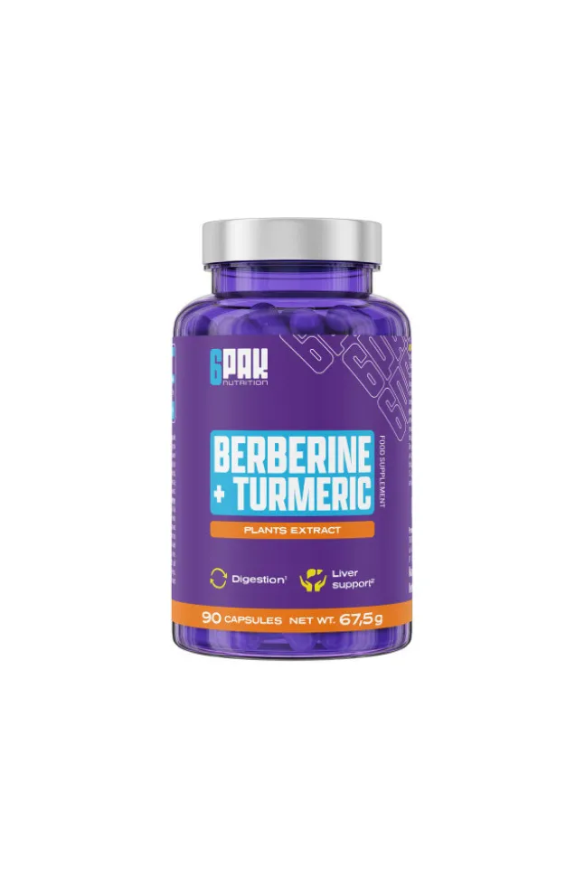 6PAK Nutrition Berberine + Turmeric 90kaps.