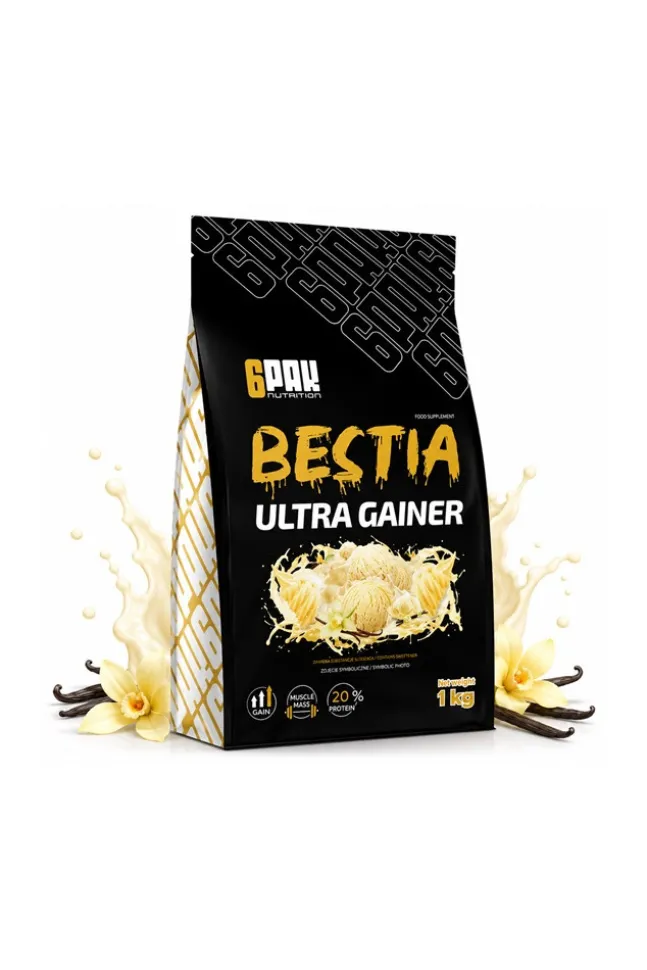 6PAK Nutrition Bestia Ultra Gainer - gainer z białkiem WPC - 1000g