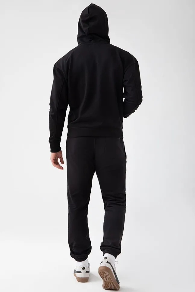 Trec Wear NOWOŚĆ Czarna bluza męska z kapturem TW BASIC HOODIE 185 M BLACK