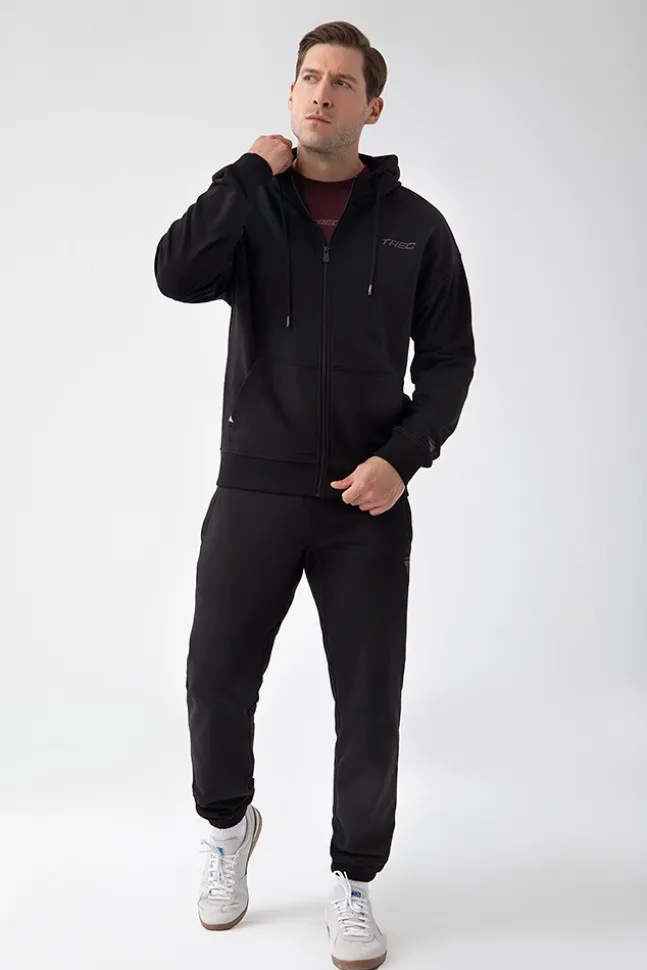Trec Wear NOWOŚĆ Czarna bluza rozpinana męska TW BASIC HOODIE ZIP 182 M BLACK
