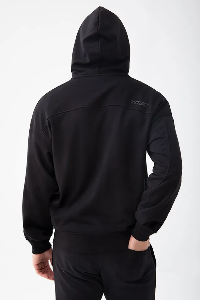 Trec Wear NOWOŚĆ Czarna bluza rozpinana męska TW BASIC HOODIE ZIP 182 M BLACK