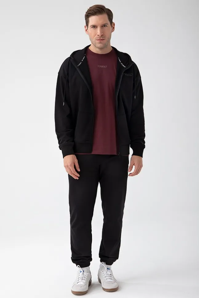 Trec Wear NOWOŚĆ Czarna bluza rozpinana męska TW BASIC HOODIE ZIP 182 M BLACK
