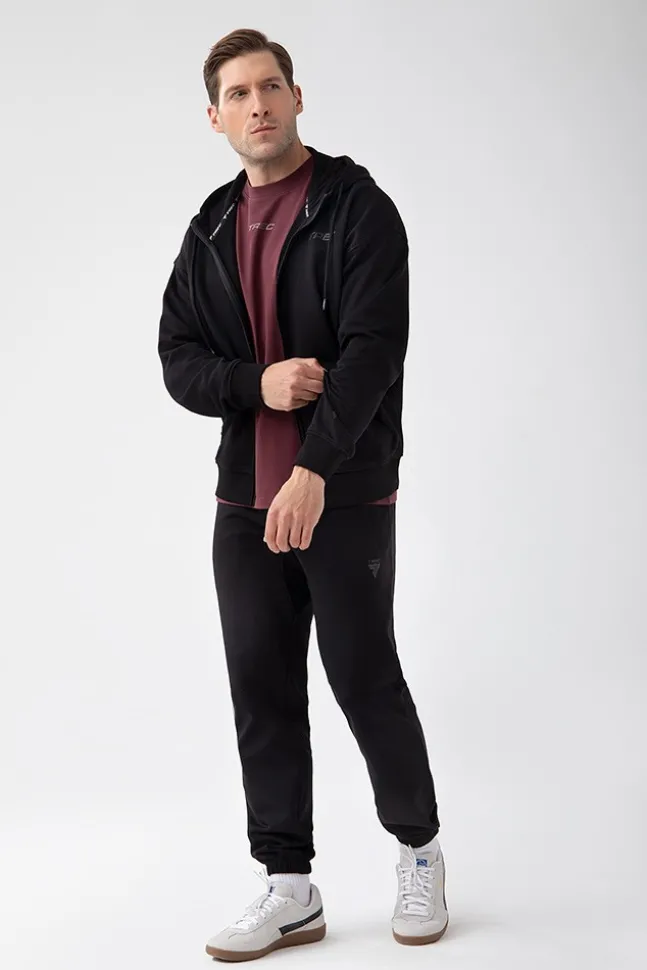 Trec Wear NOWOŚĆ Czarna bluza rozpinana męska TW BASIC HOODIE ZIP 182 M BLACK