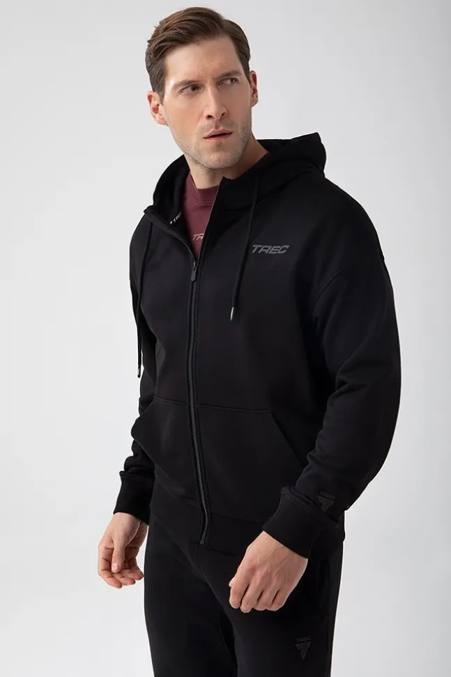 Trec Wear NOWOŚĆ Czarna bluza rozpinana męska TW BASIC HOODIE ZIP 182 M BLACK