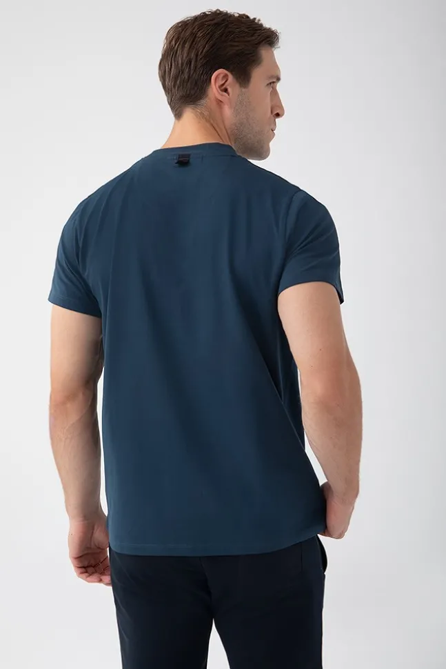 Trec Wear NOWOŚĆ Granatowy T-shirt męski TW BASIC TSHIRT 182 M NAVY