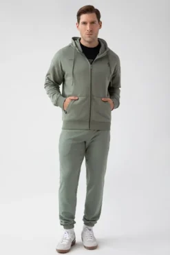Trec Wear NOWOŚĆ Zielona bluza rozpinana męska TW BASIC HOODIE ZIP 180 M GREEN