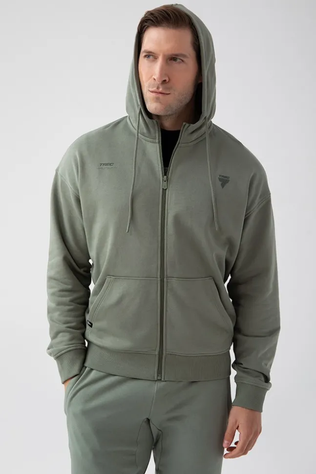 Trec Wear NOWOŚĆ Zielona bluza rozpinana męska TW BASIC HOODIE ZIP 180 M GREEN